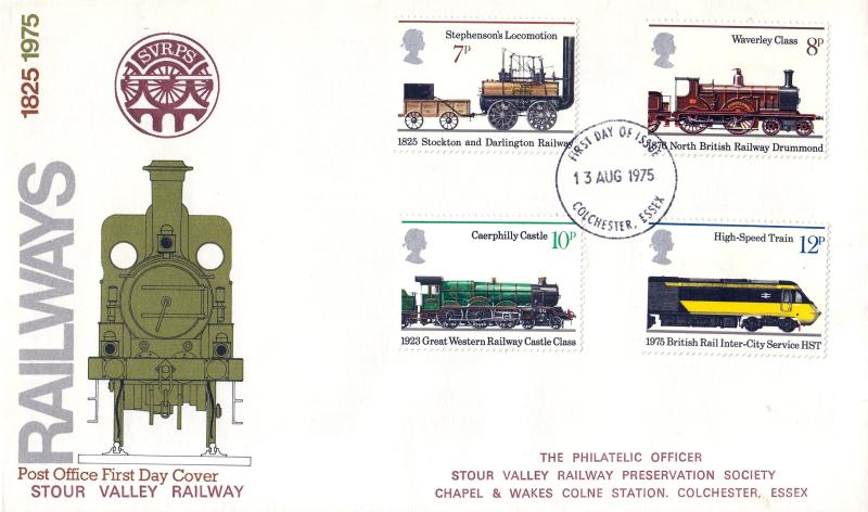 1975 (08) Railways - Overprinted Stour Valley Railway PO Cover - Colchester FDI