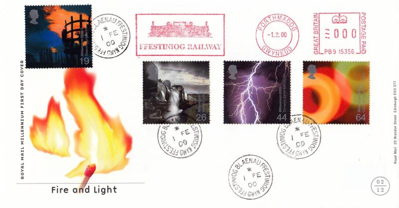 2000 (02) Fire & Light - RM - Blaenau Ffestiniog CDS + Ffestiniog Railway Meter Mark