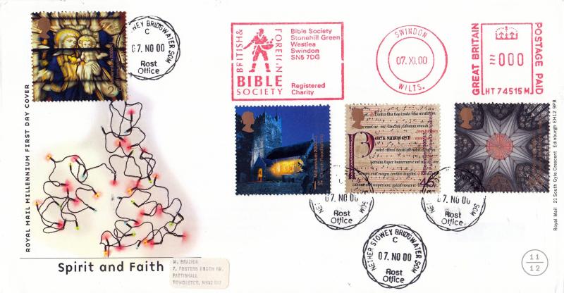 2000 (11) Spirit & Faith - RM - Nether Stowey CDS + British & Foreign Bible Society Meter Mark