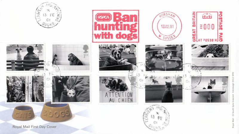 2001 (02) Cats & Dogs - RM - Terriers CDS + RSPCA Ban Hunting With Dogs Meter Mark