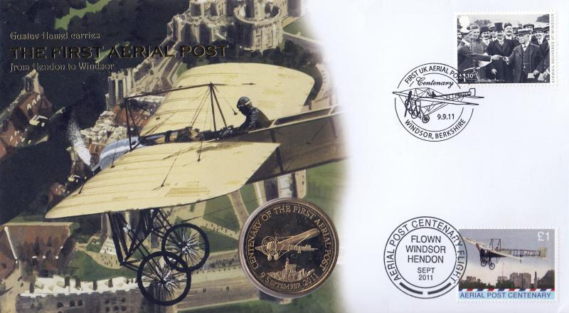 2011 (09) First UK Aerial Post (Coin Cover) - Internet 'Aerial Post, Windsor' Official (Flown)