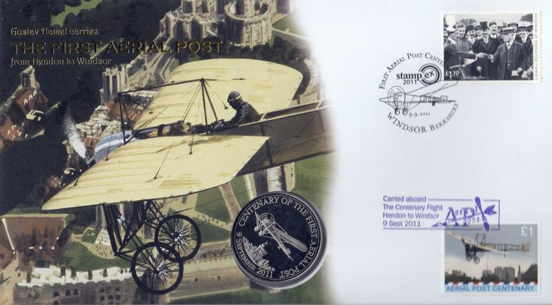 2011 (09) First UK Aerial Post (Coin Cover) - Internet 'Aerial Post, Stampex' Official (Carried)