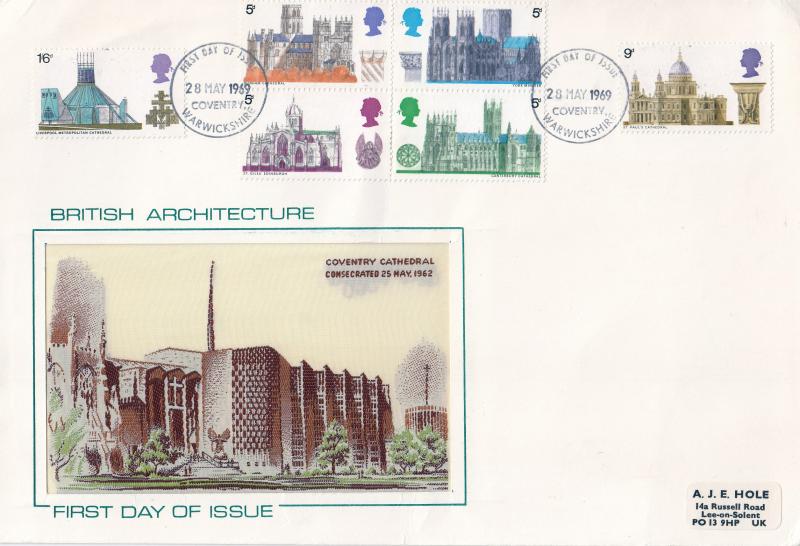 1969 (05) Cathedrals - Textiles & Philately Cover - Coventry FDI