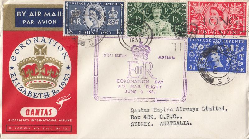 1953 (06) Coronation - Qantas (Australia) Full Set Cover - 'Long Live The Queen' Slogan