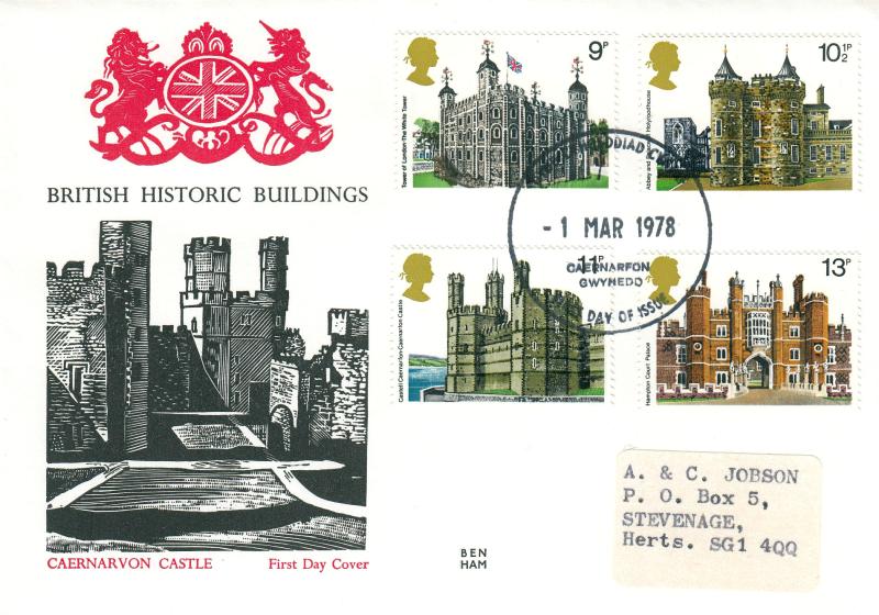 1978 (03) Buildings (Stamps) - Benham Engraved - Full Set - Caernarfon FDI