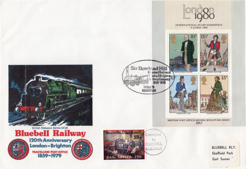 1979 (10) Rowland Hill (M/S) - Bluebell Railway Cover - London & Brighton Railway Company H/S