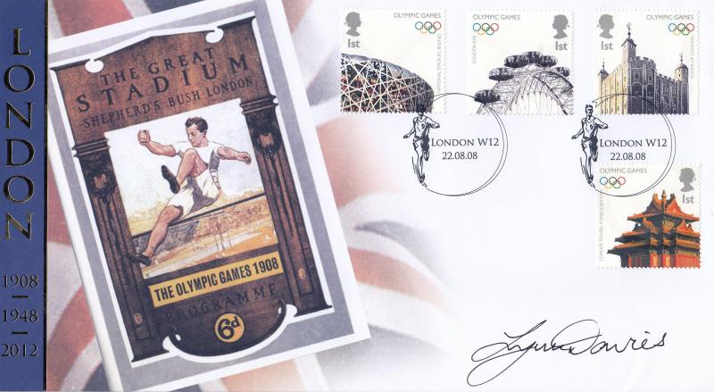 2008 (08) Olympic Handover M/S - Internet Official - Signed by Lynn Davies