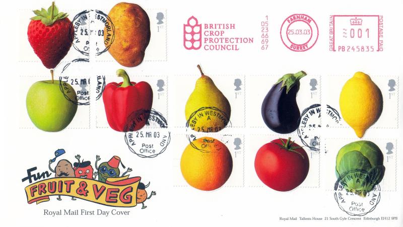 2003 (03) Fun Fruit & Veg - RM - Appleby In Westmorland CDS + British Crop Protection Council Meter Mark