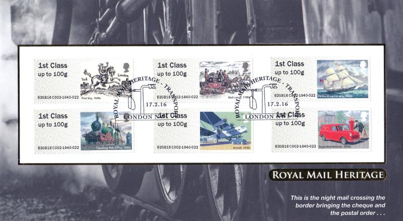 2016 (02) Royal Mail Heritage Post & Go - Internet 'Transport NW1' Official