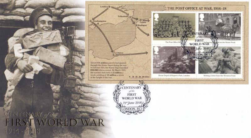 2016 (06) World War I (M/S) - Internet London EC1 (Wreath)' Official