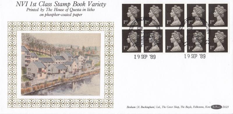 1989 (09) 10x 1st NVI Book - Benham D123 - (Houses by River Image) - Windsor Counter H/S