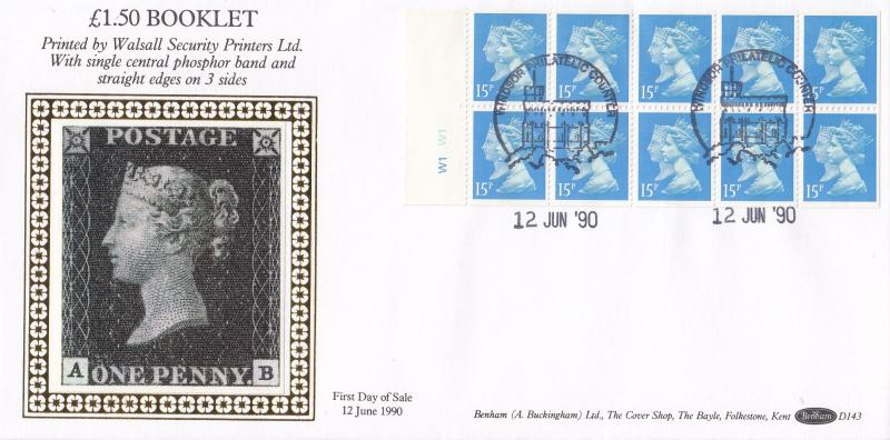 1990 (06) £1.50 Booklet - Benham D143 - Cylinder No Pane - Windsor Counter H/S