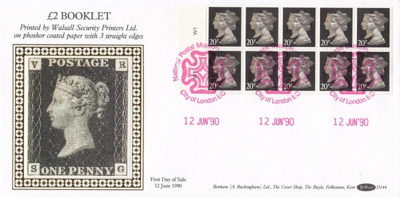 1990 (06) £2 Booklet - Benham D144 - Cylinder No Pane - National Postal Museum H/S