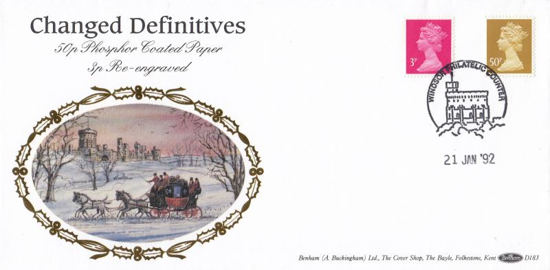 1992 (01) 50p & 3p Changed Definitives - Benham D183 - Windsor Counter H/S