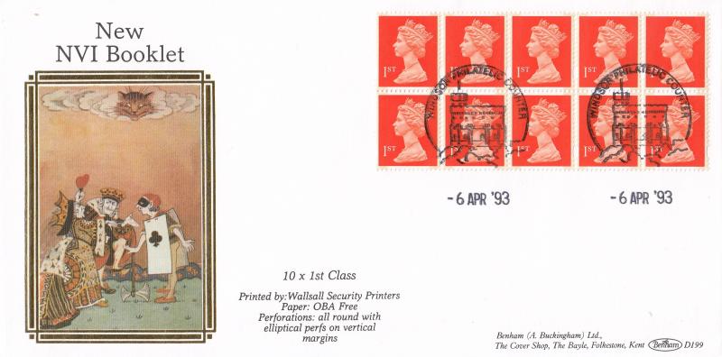 1993 (04) 10 x 1st NVI Booklet - Benham D199 - Windsor Counter H/S