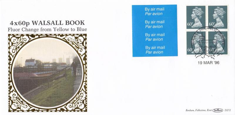 1996 (03) 4 x 60p Walsall Book - Benham D272 - Windsor Counter H/S