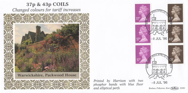 1996 (07) 37p & 43p Coils - Benham D286 - Windsor Counter H/S