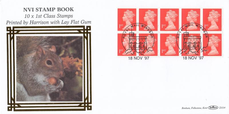 1997 (11) 10 x 1st NVI Stamp Book - Benham D314 - Windsor Counter H/S