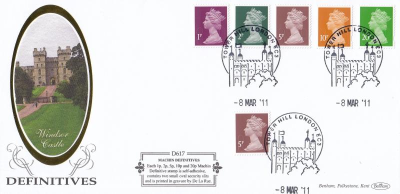 2011 (03) Self Adhesive Machin Definitives - Benham D617 - Tower Hill Counter H/S