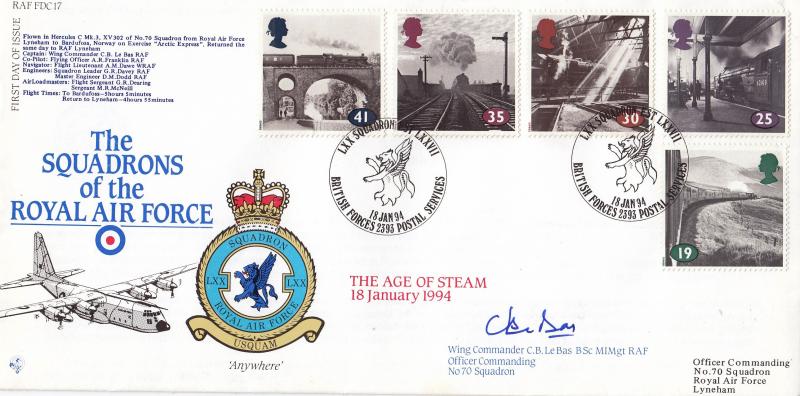 1994 (01) The Age of Steam - RAF FDC 17 Official - LXX Squadron H/S