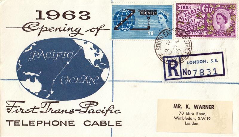 1963 (12) Cable - Phos - 'Blue Ocean' Cover - South Eastern District Office CDS