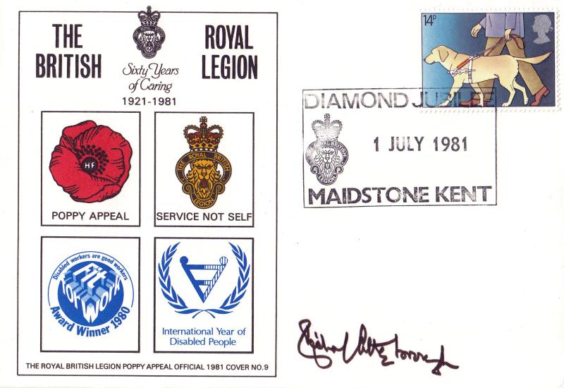 1981 (07) British Legion Diamond Jubilee Cover - Signed by the late Richard Attenborough