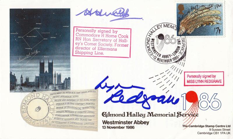 1986 (11) Edmond Halley Memorial Service at Westminster Abbey - Cambridge 'Special' - Signed by the late Lynn Redgrave