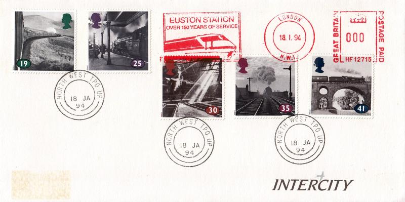 1994 (01) The Age of Steam - Intercity Cover - North West TPO UP CDS + Euston Station Meter Mark
