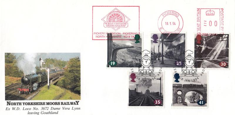 1994 (01) The Age of Steam - North Yorkshire Moors Railway Cover - York H/S + North Yorkshire Moors Railway Meter Mark