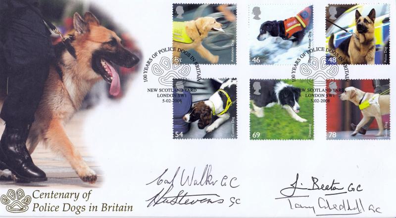 2015 (02) Working Dogs - Internet 'Police Dogs' Official - Signed by Tony Gledhill GC, James Beaton GC, Carl Walker GC & Henry Stevens GC