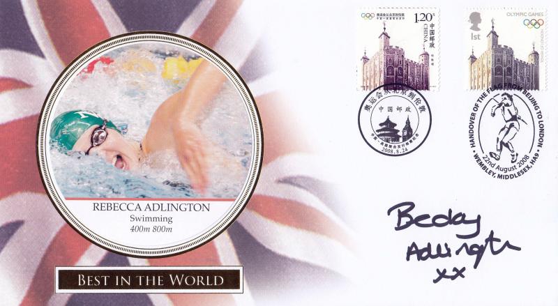 2008 (08) Olympic Handover M/S - Internet (Chinese Stamps) Special - Signed by Rebecca Adlington