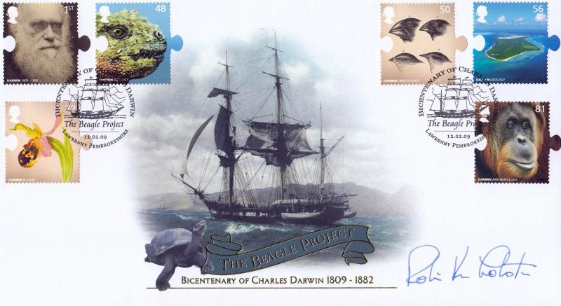 2009 (02) Charles Darwin (Stamps) - Internet 'The Beagle Project' Official - Signed by Robin Knox-Johnston