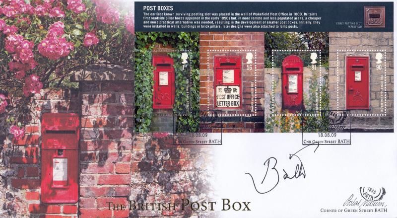 2009 (08) Post Boxes - Internet Stamps 'Bath Postal Museum' Official - Signed by the 7th Marquess of Bath