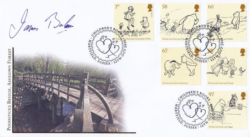 2010 (10) Winnie The Pooh (Stamps) - Internet 'Children's Books, Hartfield' Special - Signed by James Bolam