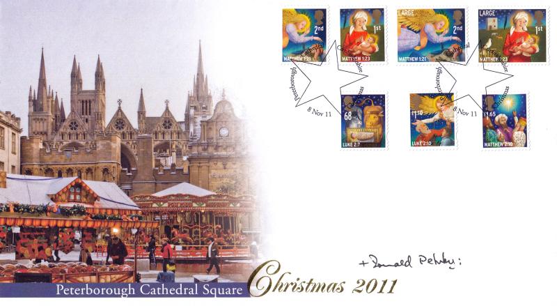 2011 (11) Christmas (Stamps) - Internet 'Peterborough Cathedral' Official - Signed by the Bishop of Peterborough