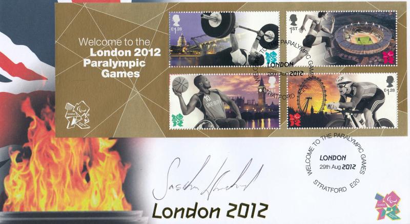 2012 (08) Welcome To The London Paralympic Games M/S - Internet 'Welcome To The Paralympic Games, E20' Official - Signed by Sascha Kindred