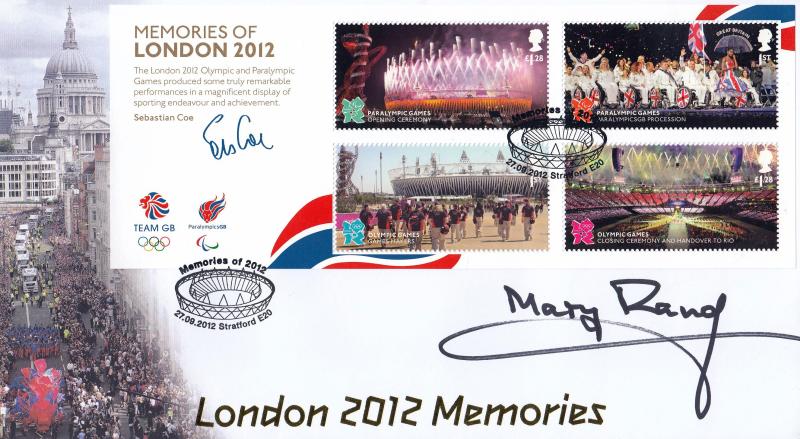 2012 (09) Memories of London 2012 M/S - Internet 'E20 Stadium (Oval)' Official - Signed by Mary Rand