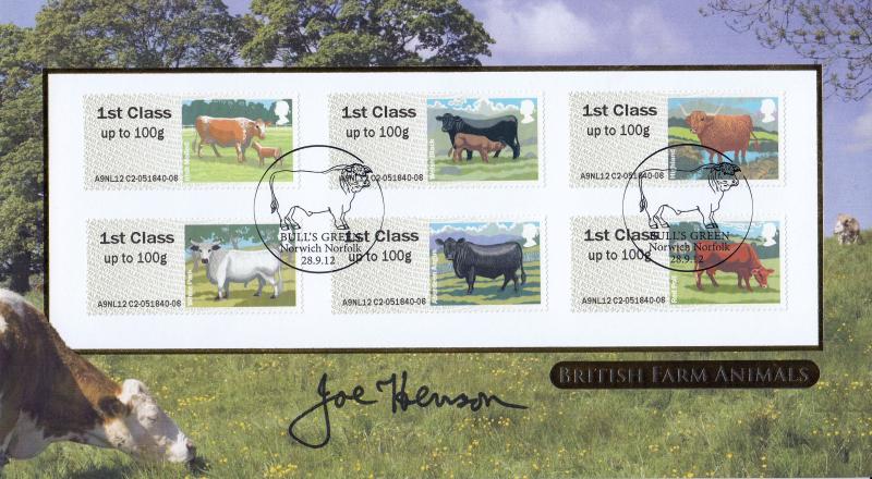 2012 (09) British Farm Animals Post & Go - Internet 'Bull's Green' Official - Signed by Joe Henson