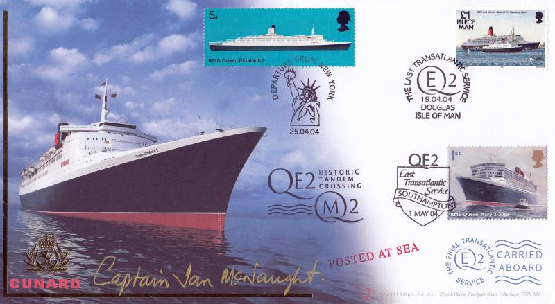2004 (04) QEII Final Transatlantic Service - Internet 'Cunard QEII' Cover - Signed Captain Ian McNaught