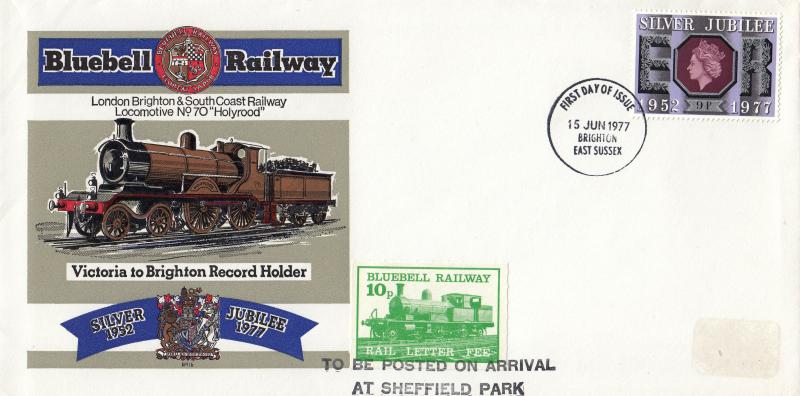 1977 (06) Jubilee 9p - Bluebell Railway Cover - Brighton FDI