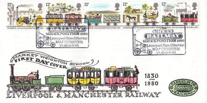 1980 (03) Liverpool & Manchester Railway - 'Market Weighton School' Cover - Great Railway Exposition H/S