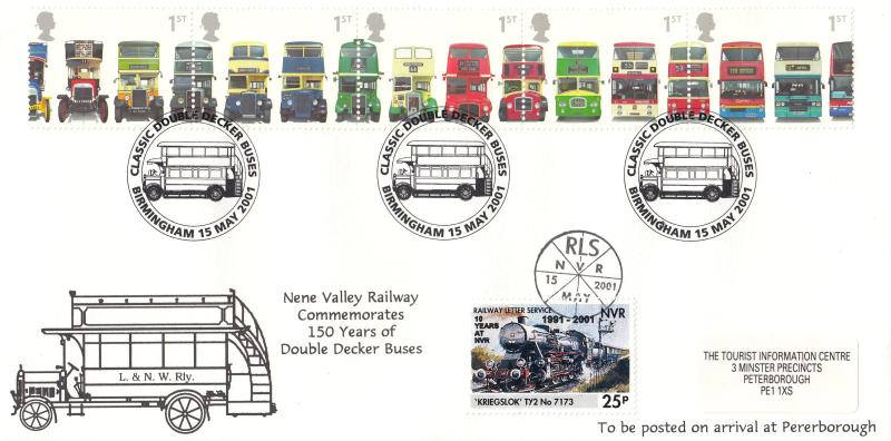 2001 (05) Buses (Stamps) - Nene Valley Railway Cover - Birmingham H/S