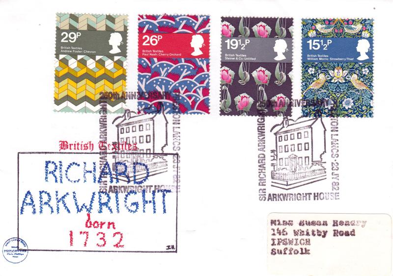 1982 (07) Textiles - Philcovers Cover - Arkwright House H/S