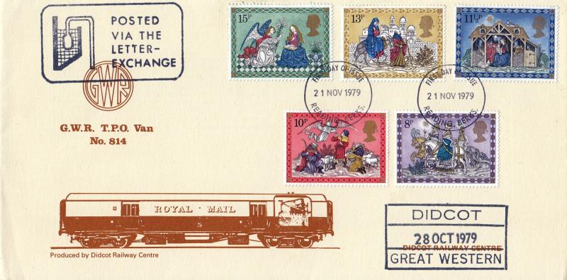 1979 (11) Christmas - GWR TPO 814 Cover - Reading FDI - With 2 Cachet's