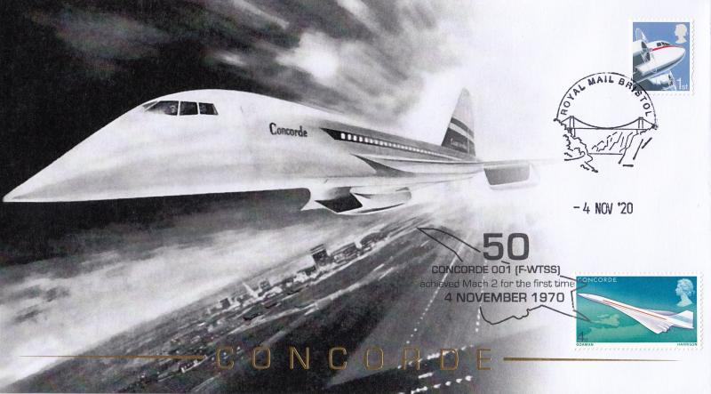 2020 (11) Concorde 002 Flying at Mach 2 50th Anniversary - Internet Special (Single 1969 Concorde Stamp)