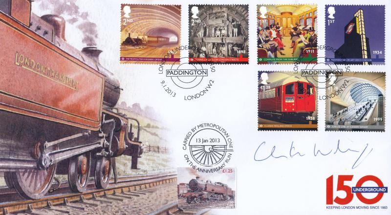 2013 (01) London Underground (Stamps) - Internet 'Paddington' Official - Signed Christian Wolmar