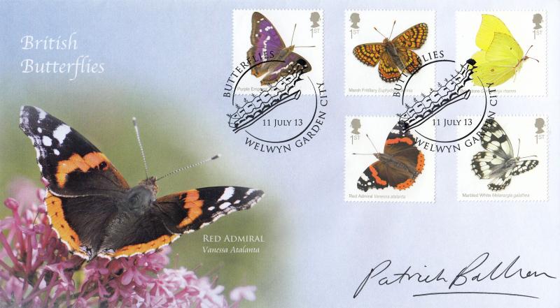 2013 (07) British Butterflies - Internet Stamps 'Red Admiral' Official - Signed by Patrick Barkham