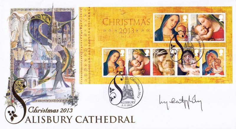 2013 (11) Christmas (M/S) - Internet 'Salisbury Cathedral' Official - Signed by Lynda Appleby