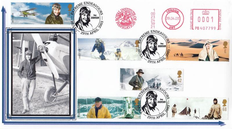 2003 (04) Extreme Endeavours - Privately Produced 'Amy by Plane' Cover - Amy Johnson, Hull H/S + Royal Institution of Navigation Meter Mark