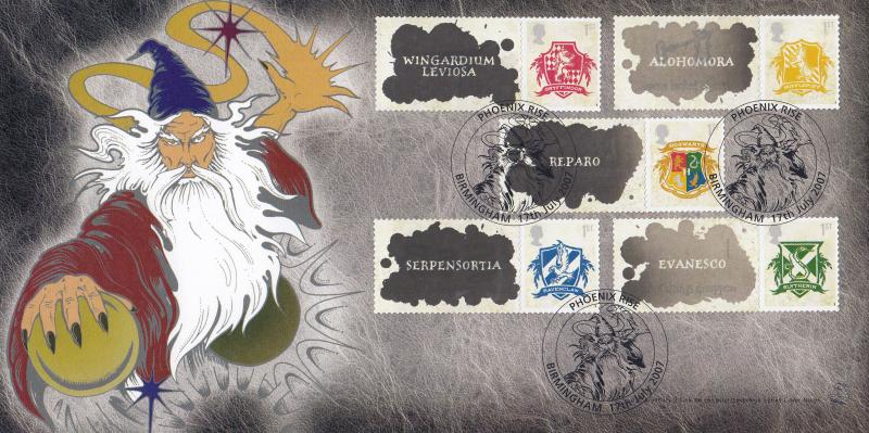 2007 (07) Harry Potter (Generic 'Spells' Labels) - Bradbury Sovereign 96 - Phoenix Rise H/S (Alohomora Top Right)